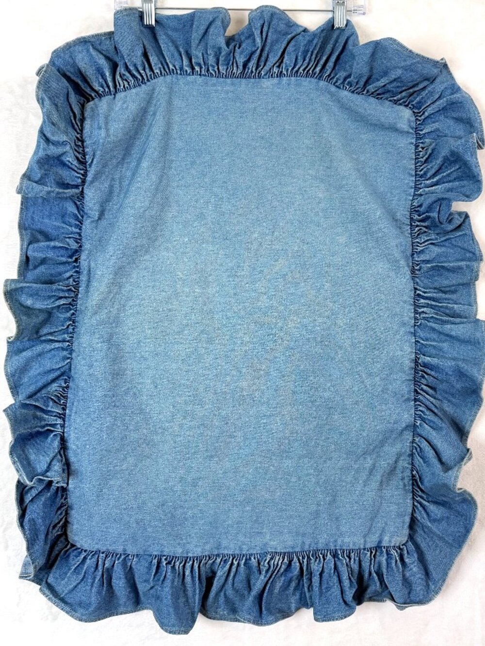 Ralph Lauren Boho Americana Cottage Heavyweight Denim Ruffle Throw Pillow Case